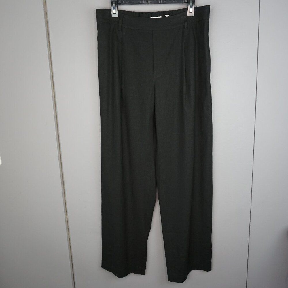 Vince Linen Blend Pull On Trouser Pant in Black size Large (12-14) $395 New - Picture 2 of 16